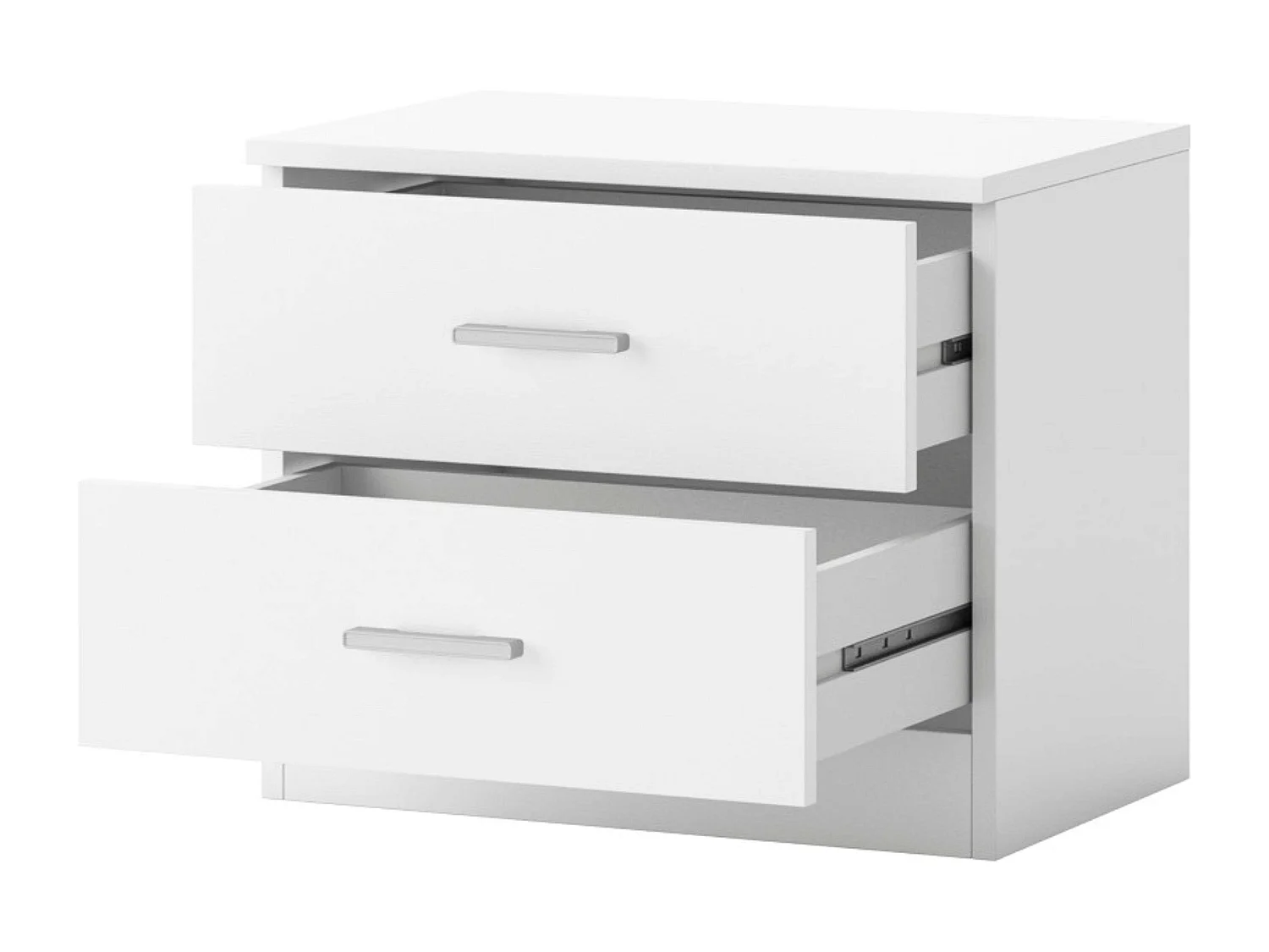 Table de chevet couple, 2 tiroirs, blanc mat, 50x42x33 cm, chambre