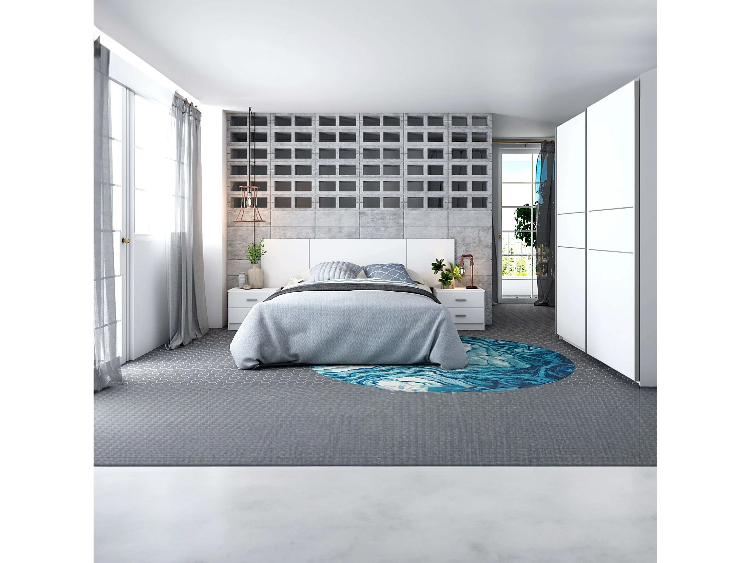 Table de chevet couple, 2 tiroirs, blanc mat, 50x42x33 cm, chambre