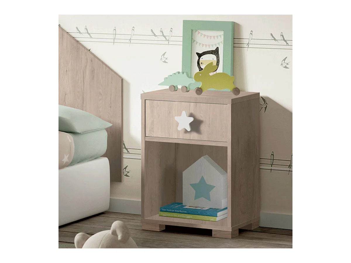 Mesita Noche Infantil Star Roble Claro 40x56x33 cm