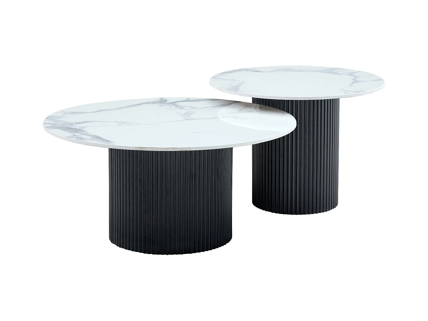 Duo de Tables Basses Gigognes MINA Pieds Noirs 60x45 / 80x38 cm
