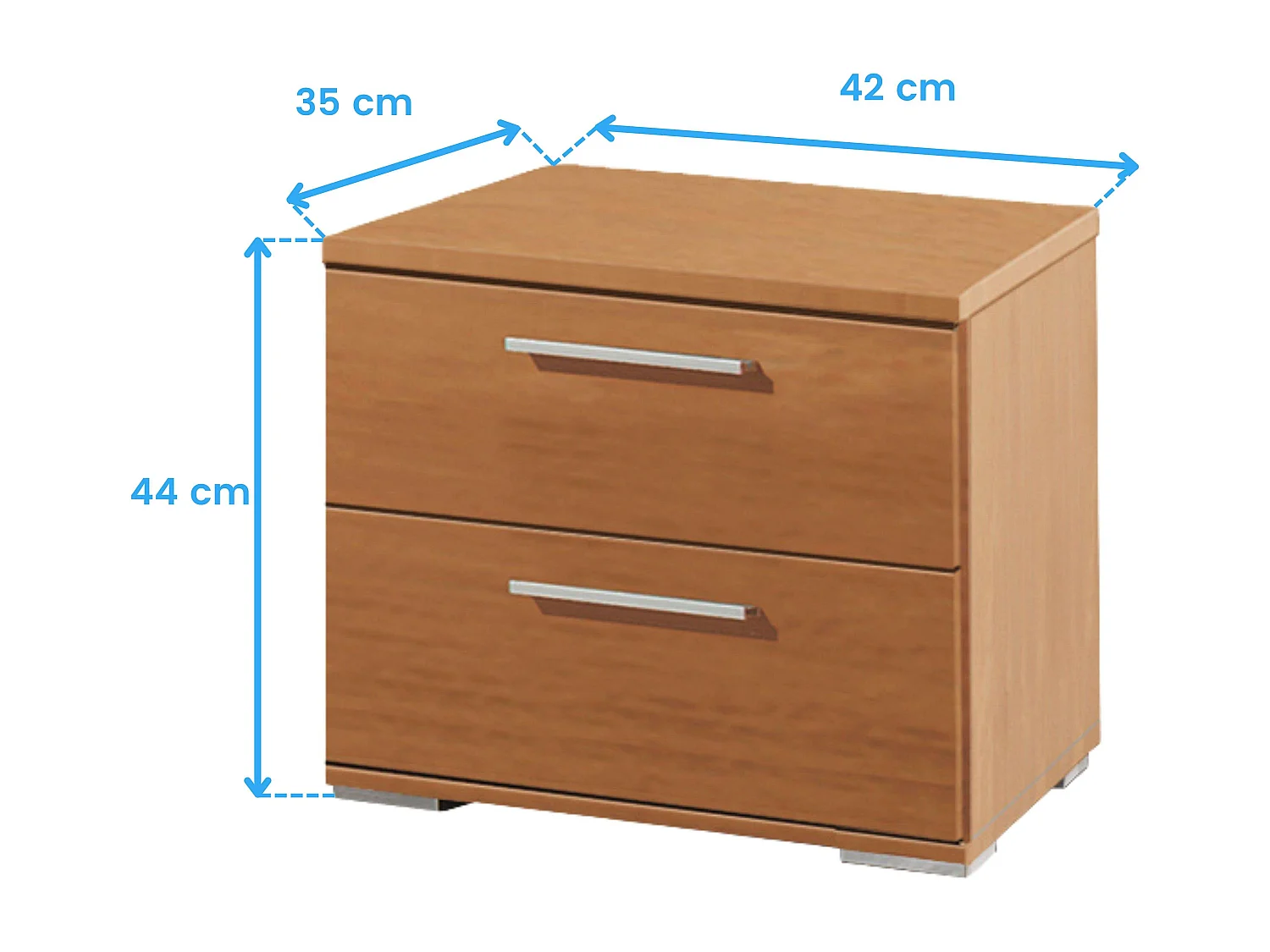 Mesita Noche 2 Cajones Cerezo Melamina Moderno 42x44x35 cm
