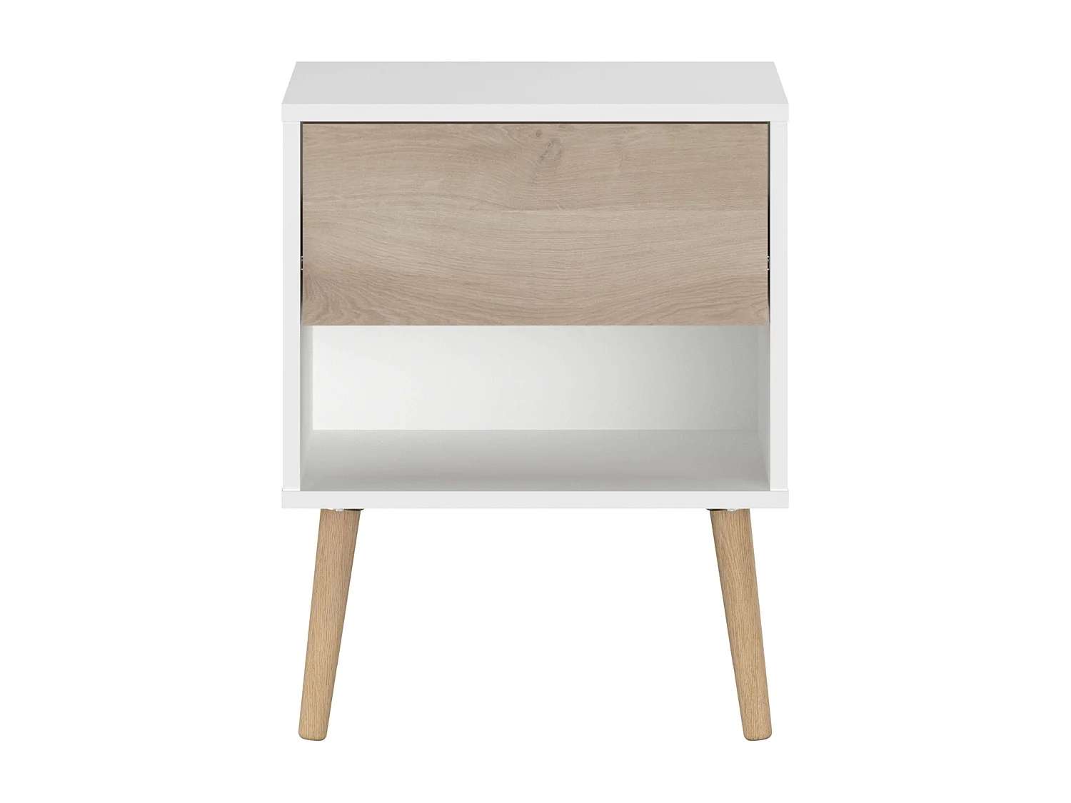 Table de chevet Osaka avec 1 tiroir, chêne japonais/blanc mat, 44x56x33 cm