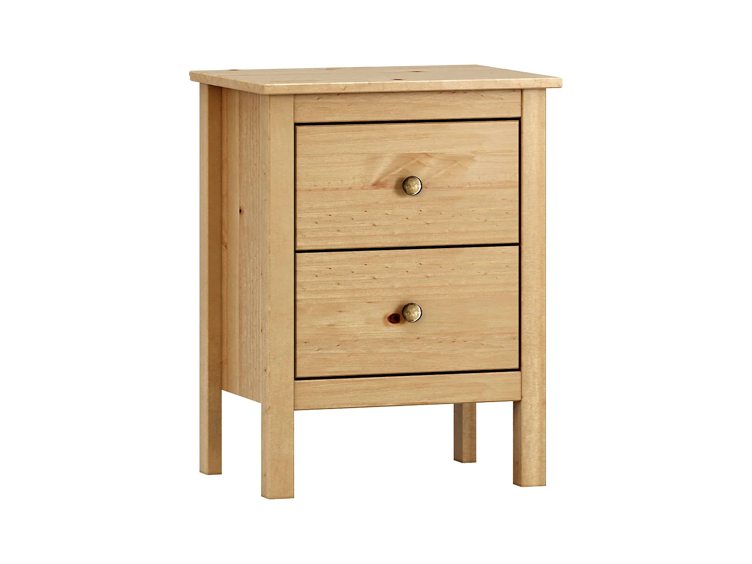 Table de chevet Samy 2 tiroirs style nordique couleur miel 48x60 cm