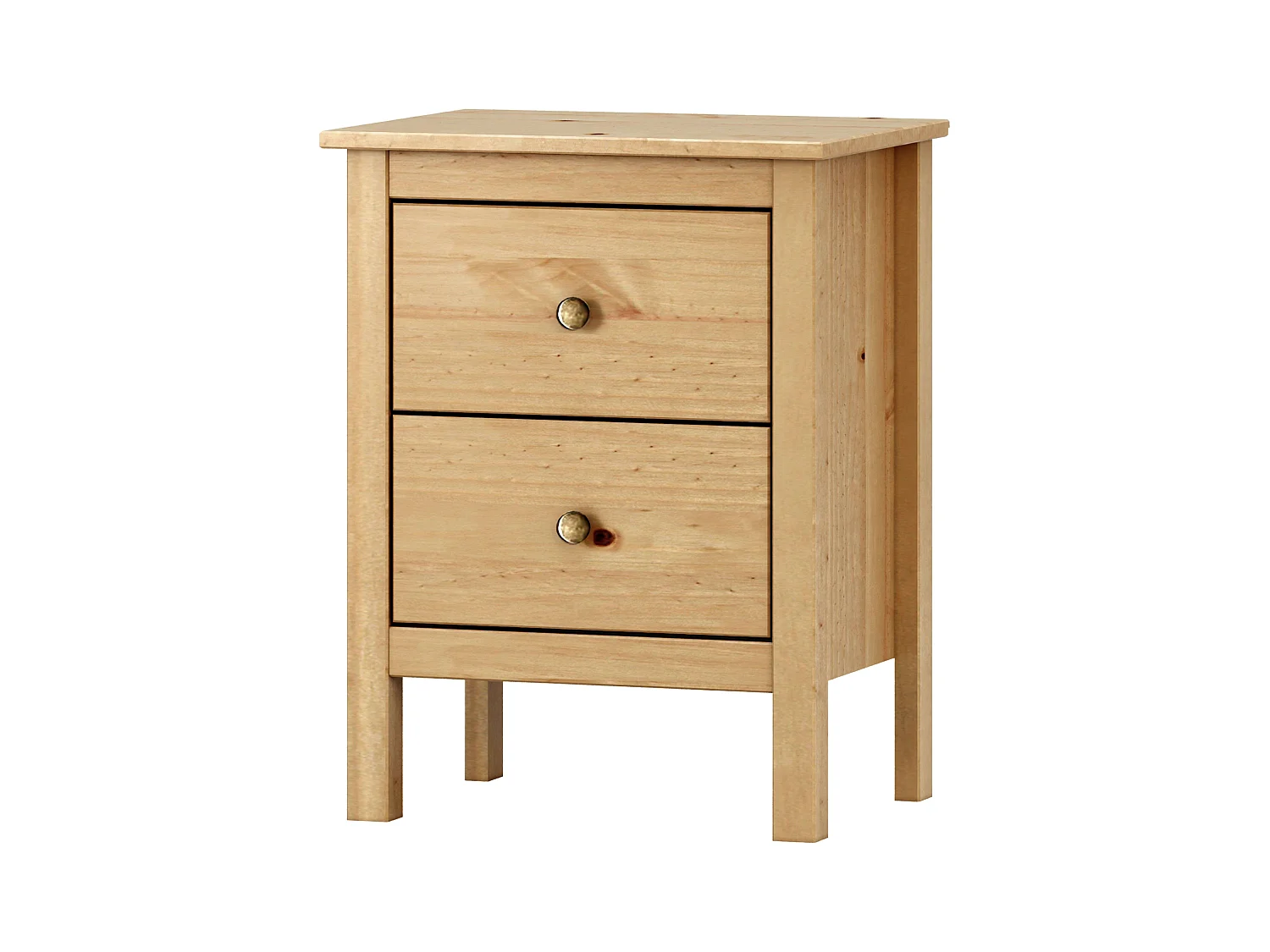 Table de chevet Samy 2 tiroirs style nordique couleur miel 48x60 cm