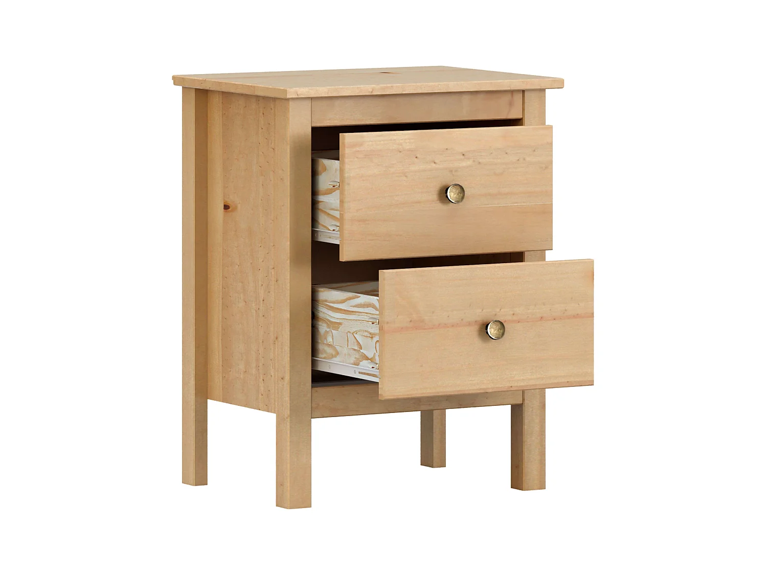 Table de chevet Samy 2 tiroirs style nordique couleur miel 48x60 cm