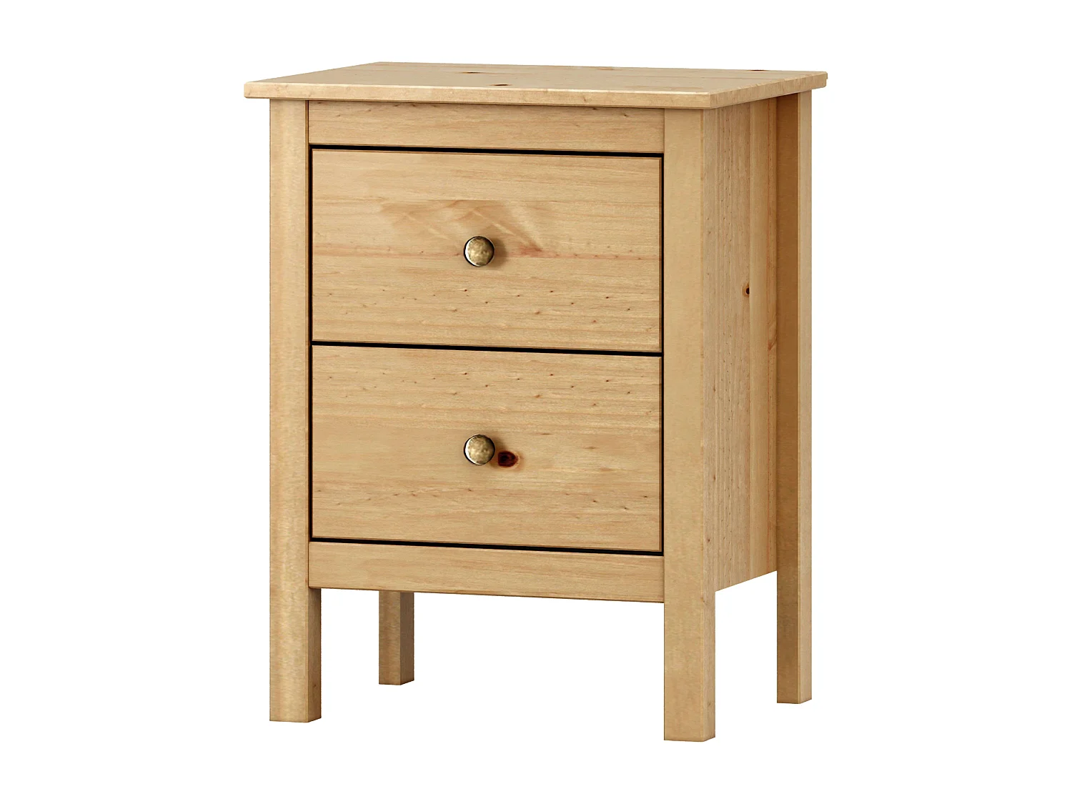 Mesa de Cabeceira Samy 2 Gavetas Estilo Nórdico Cor Mel 48x60 cm