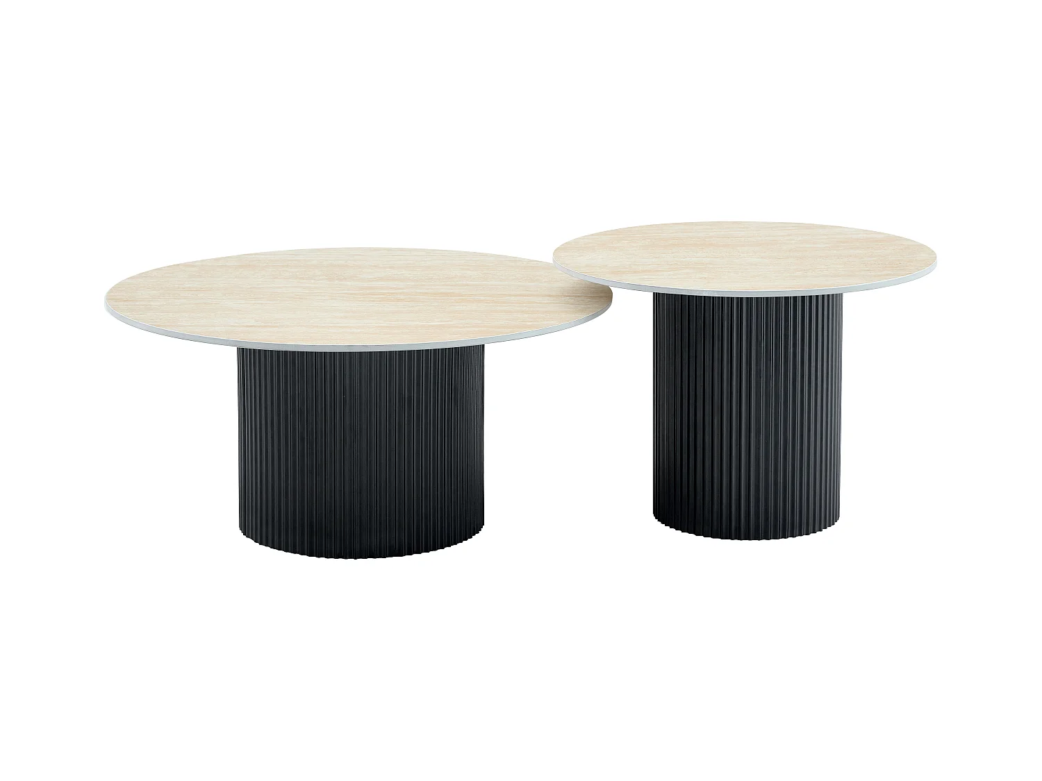 Duo de Tables Basses Gigognes MINA Pieds Noirs 60x45 / 80x38 cm