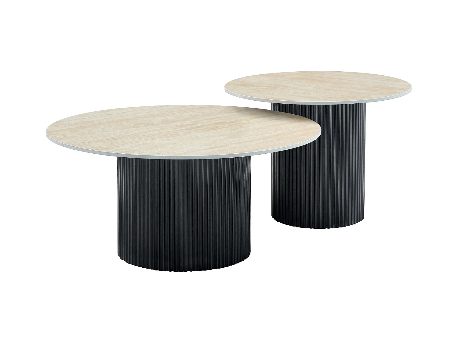 Duo de Tables Basses Gigognes MINA Pieds Noirs 60x45 / 80x38 cm