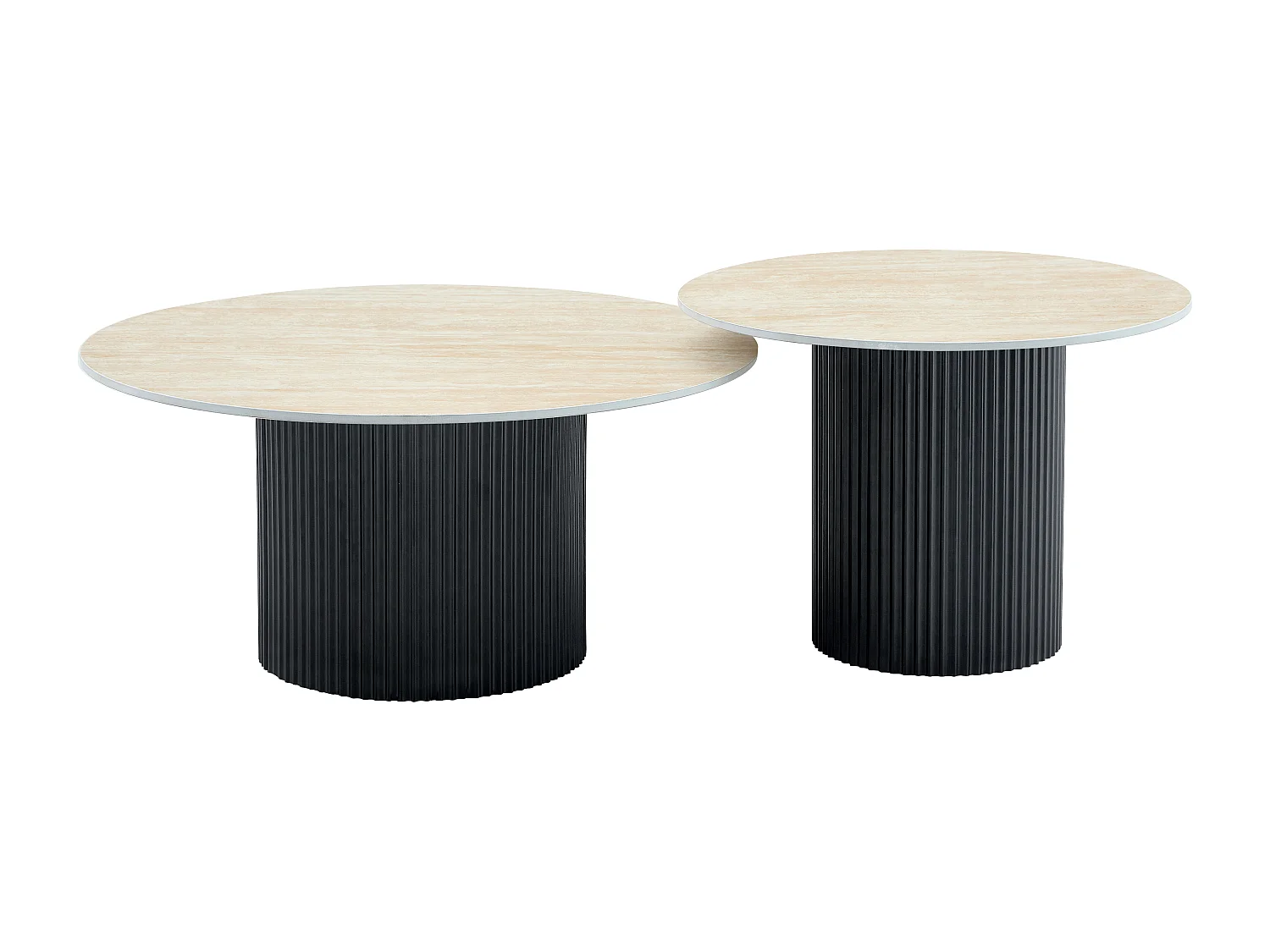 Duo de Tables Basses Gigognes MINA Pieds Noirs 60x45 / 80x38 cm