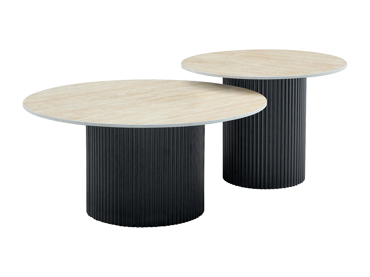 Duo de Tables Basses Gigognes MINA Pieds Noirs 60x45 / 80x38 cm