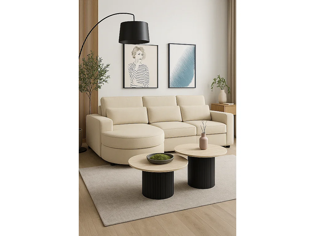 Duo de Tables Basses Gigognes MINA Pieds Noirs 60x45 / 80x38 cm