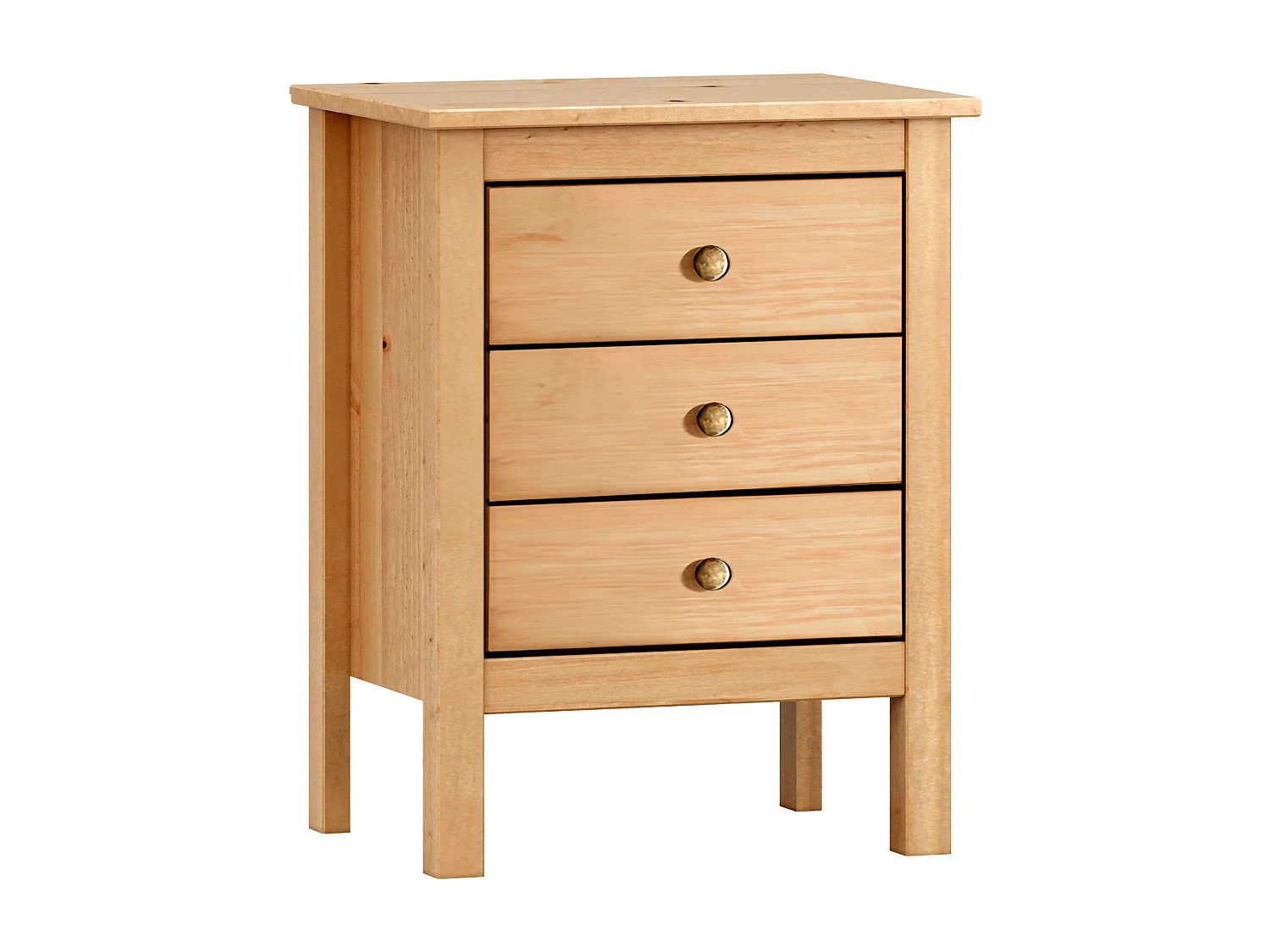 Mesita Noche Maya 3 Cajones Dormitorio Natural Roble Miel 48x60x36 cm