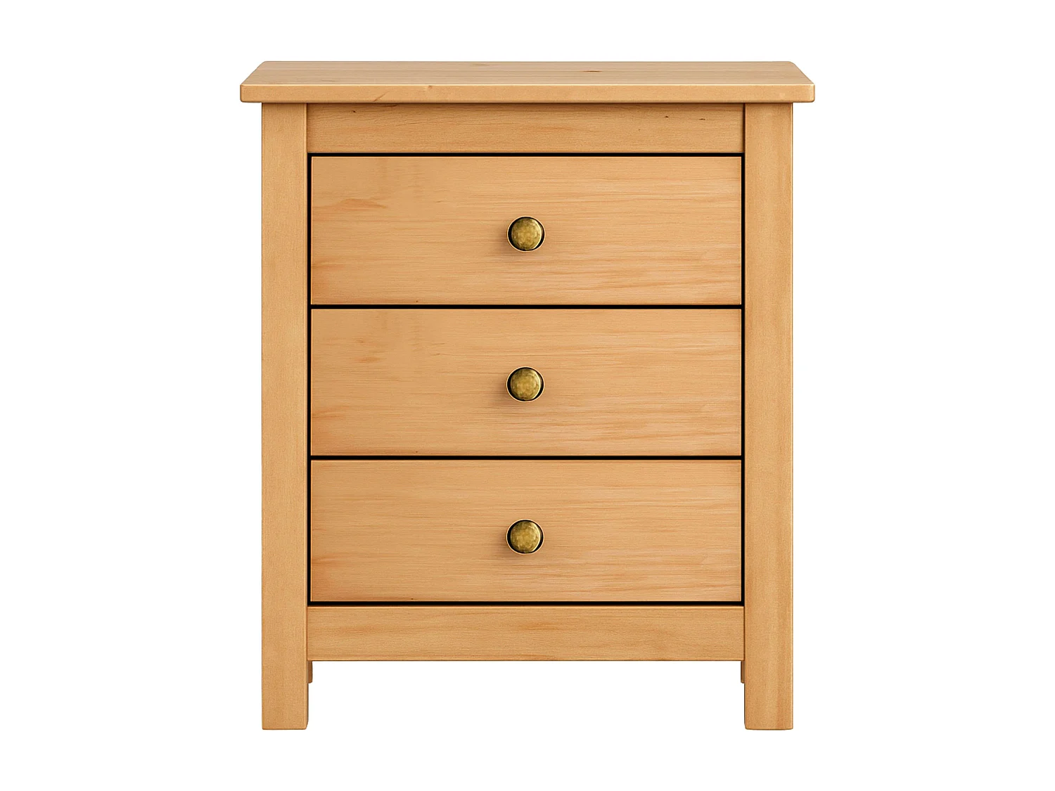 Mesita Noche Maya 3 Cajones Dormitorio Natural Roble Miel 48x60x36 cm