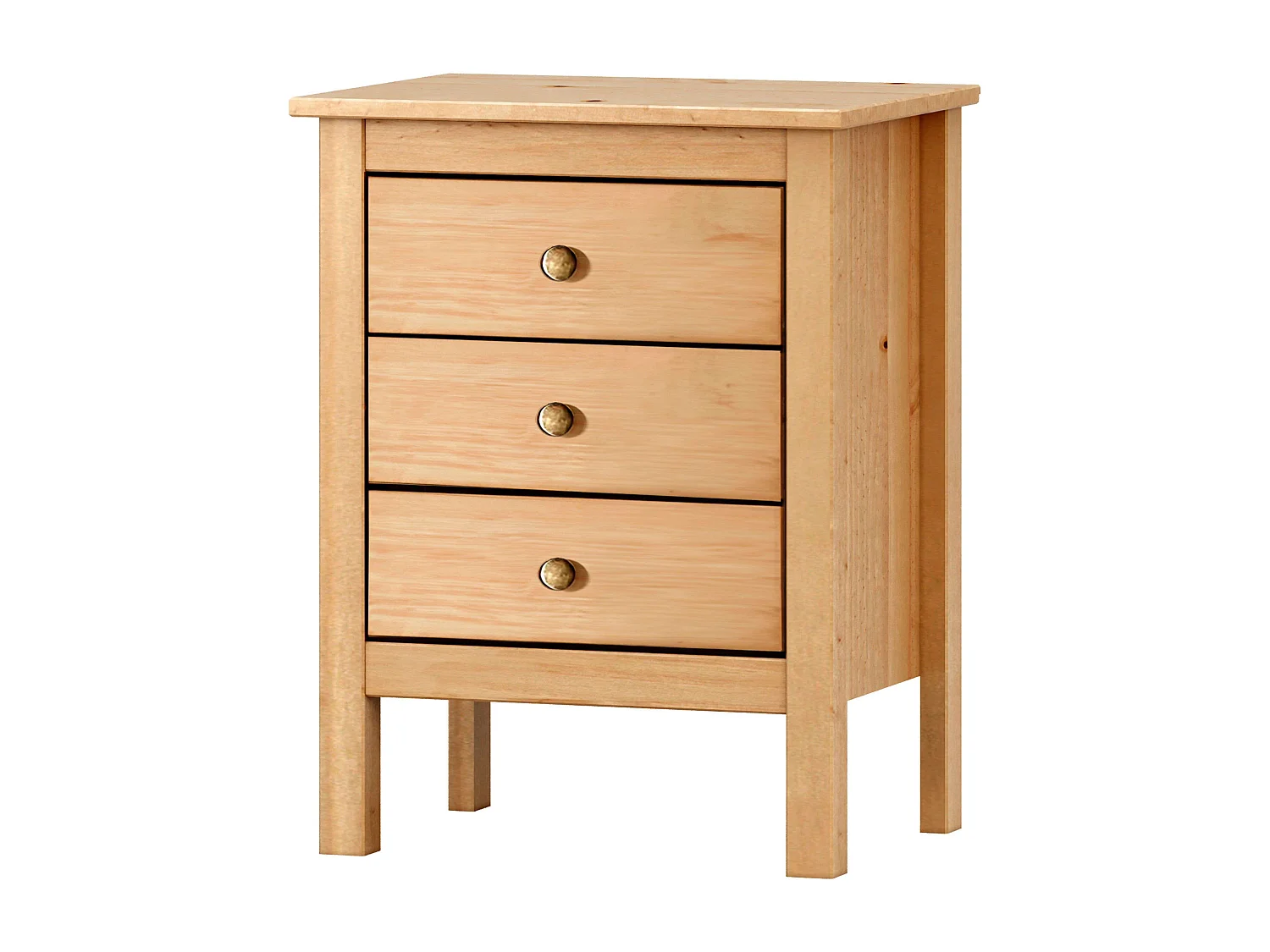 Table de chevet Maya 3 tiroirs Chêne miel naturel 48x60x36 cm