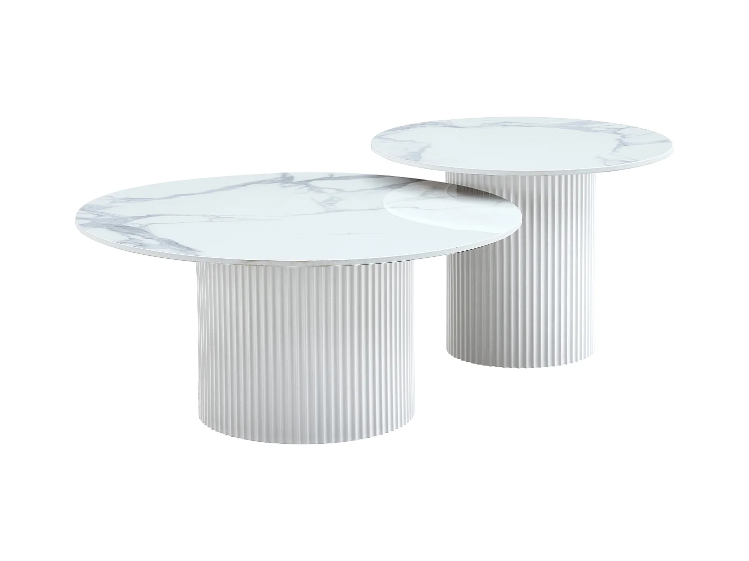 Duo de Tables Basses Gigognes MINA Pieds Blancs 60x45 / 80x38 cm