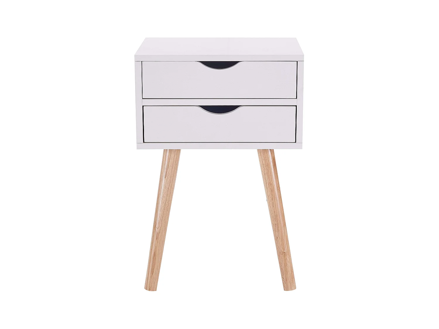 Table de chevet haute blanche avec 2 tiroirs, Fiano Nordic, 60x40x30 cm