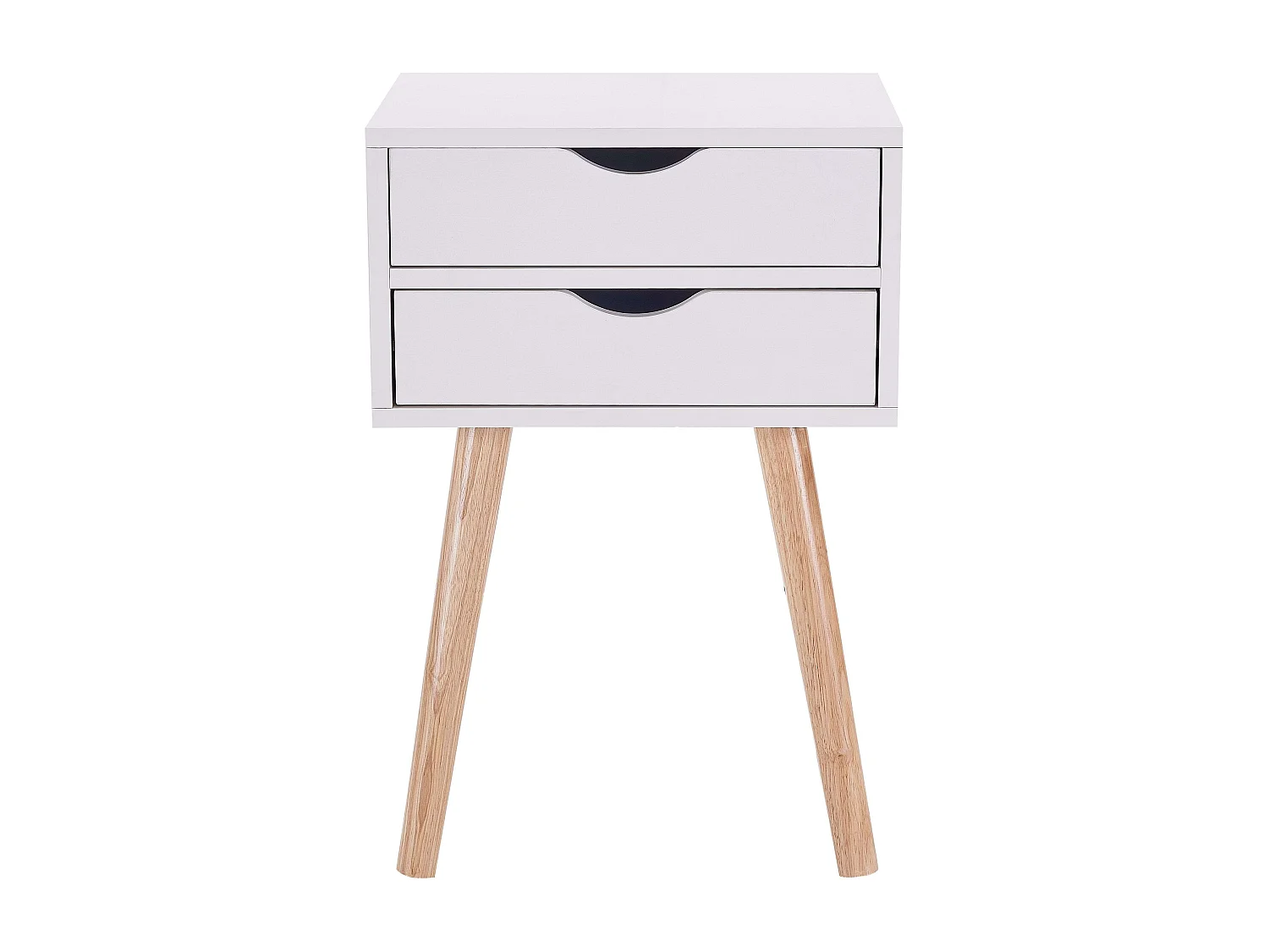 Table de chevet haute blanche avec 2 tiroirs, Fiano Nordic, 60x40x30 cm