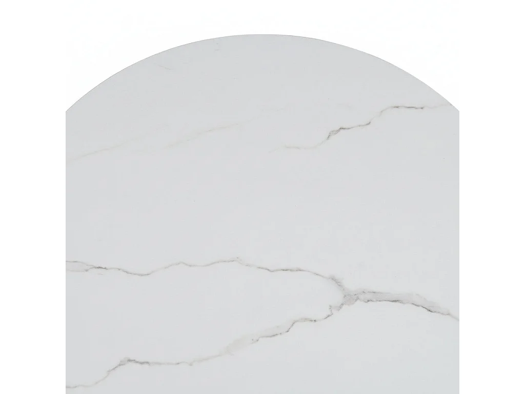 Table Basse BARI – Bois Gris & Marbre Blanc – 80x45 cm avec Tiroir