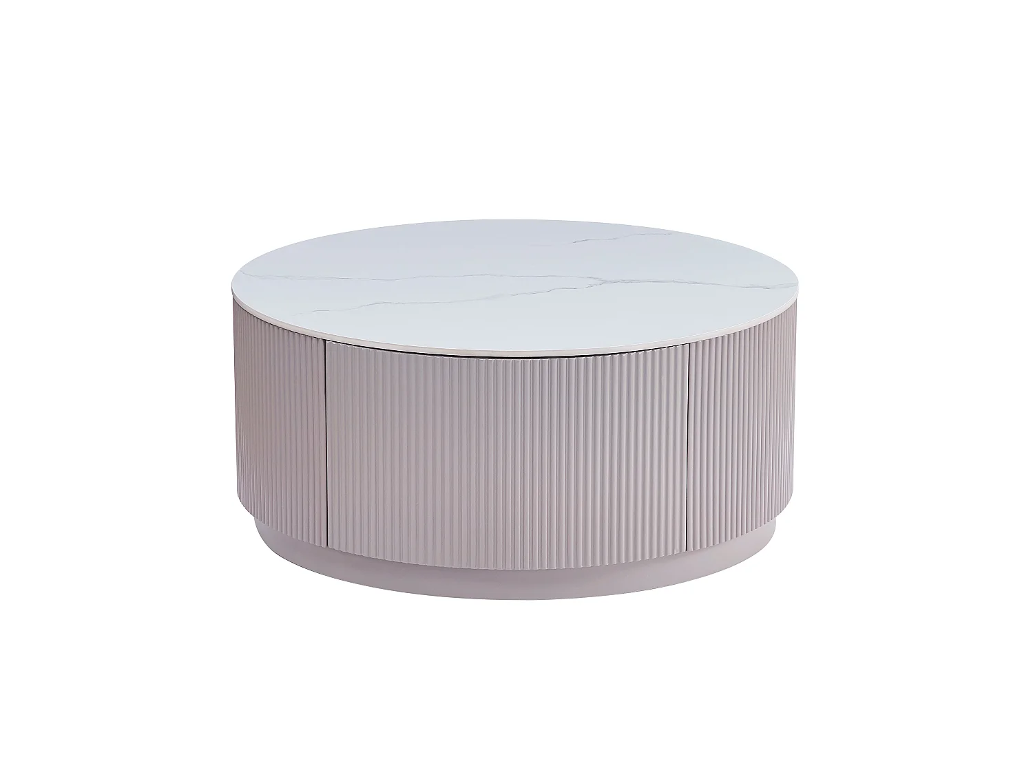 Table Basse BARI – Bois Gris & Marbre Blanc – 80x45 cm avec Tiroir
