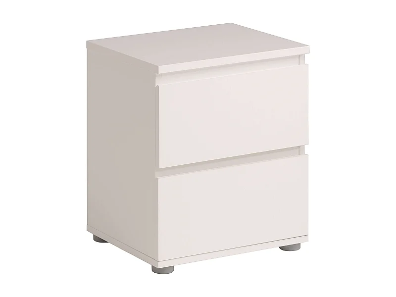 Table de chevet Sven avec 2 tiroirs, mélaminé blanc, 48x40x33 cm, chambre