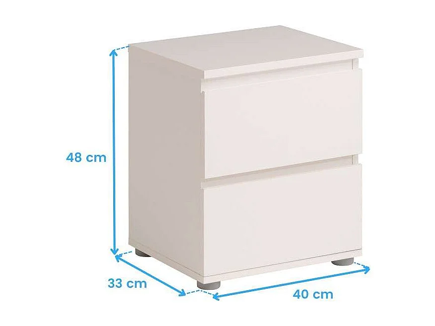 Mesita noche Sven 2 cajones blanco melamina 48x40x33 cm dormitorio