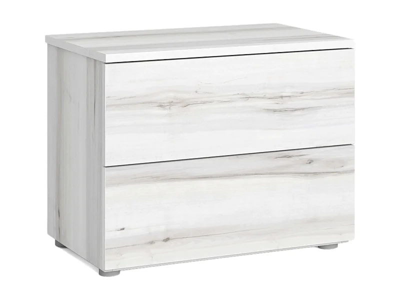 Table de chevet contemporaine blanche Lyon avec 2 tiroirs 54 x 43 cm