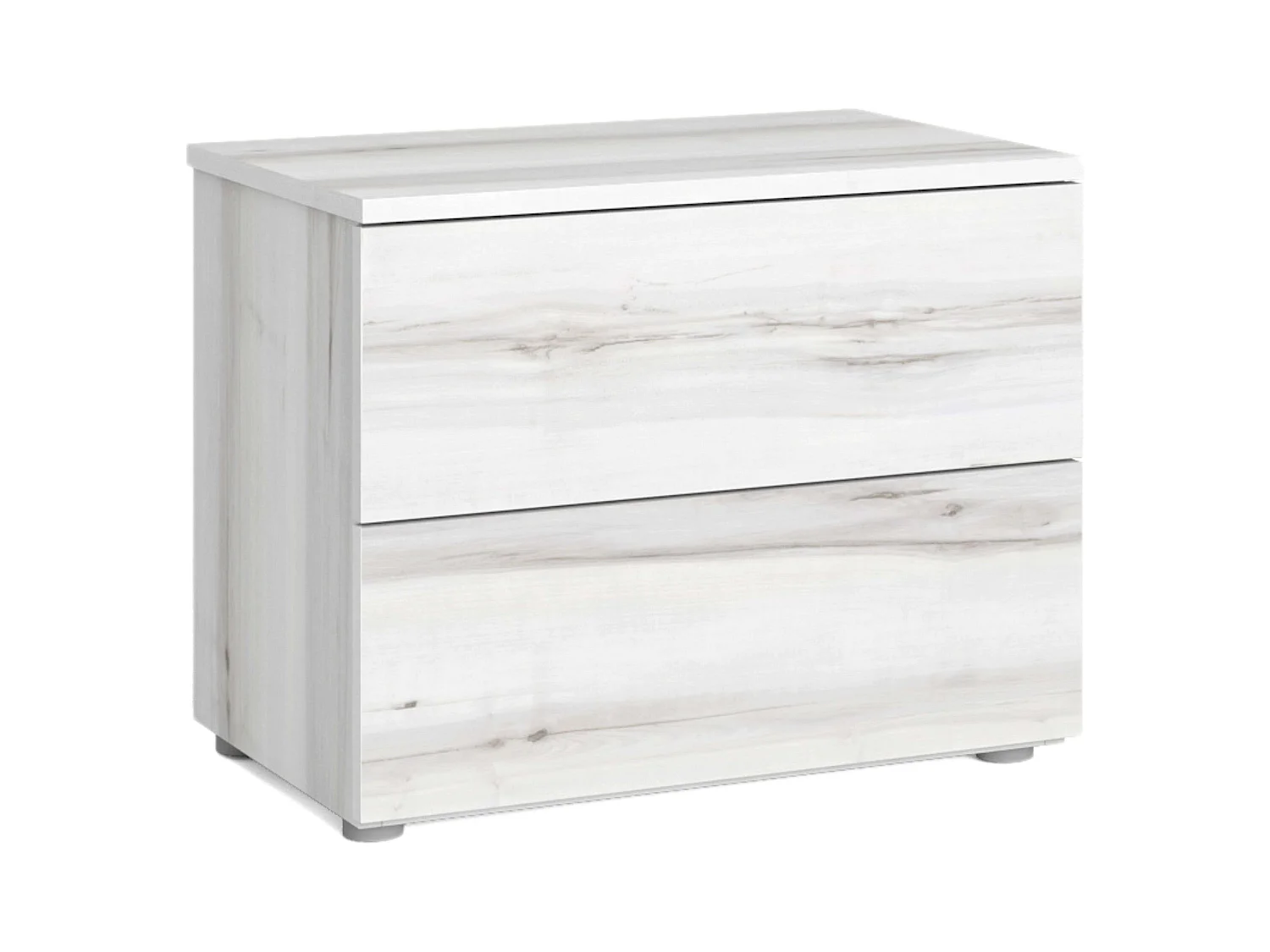 Table de chevet contemporaine blanche Lyon avec 2 tiroirs 54 x 43 cm