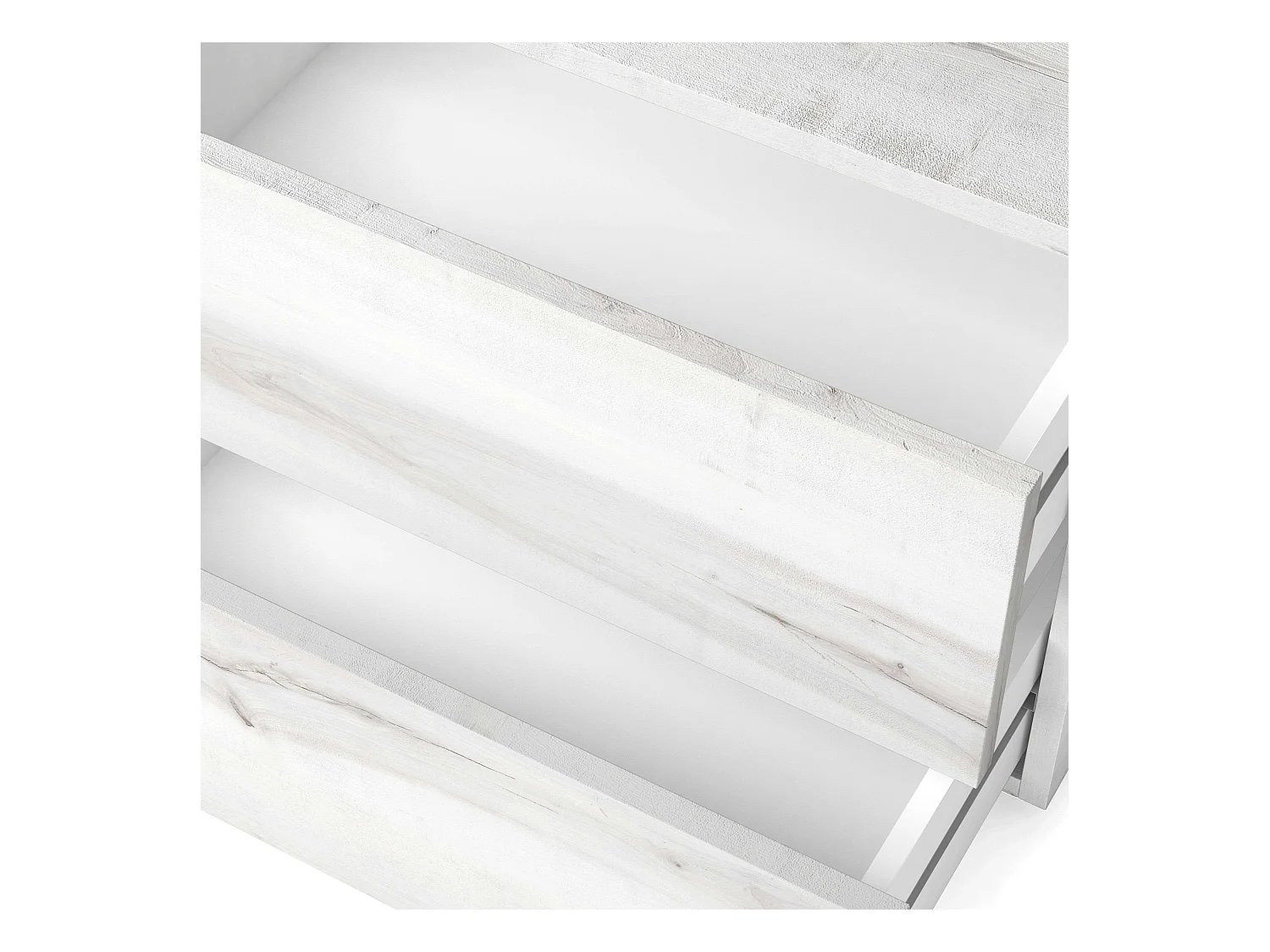 Table de chevet contemporaine blanche Lyon avec 2 tiroirs 54 x 43 cm