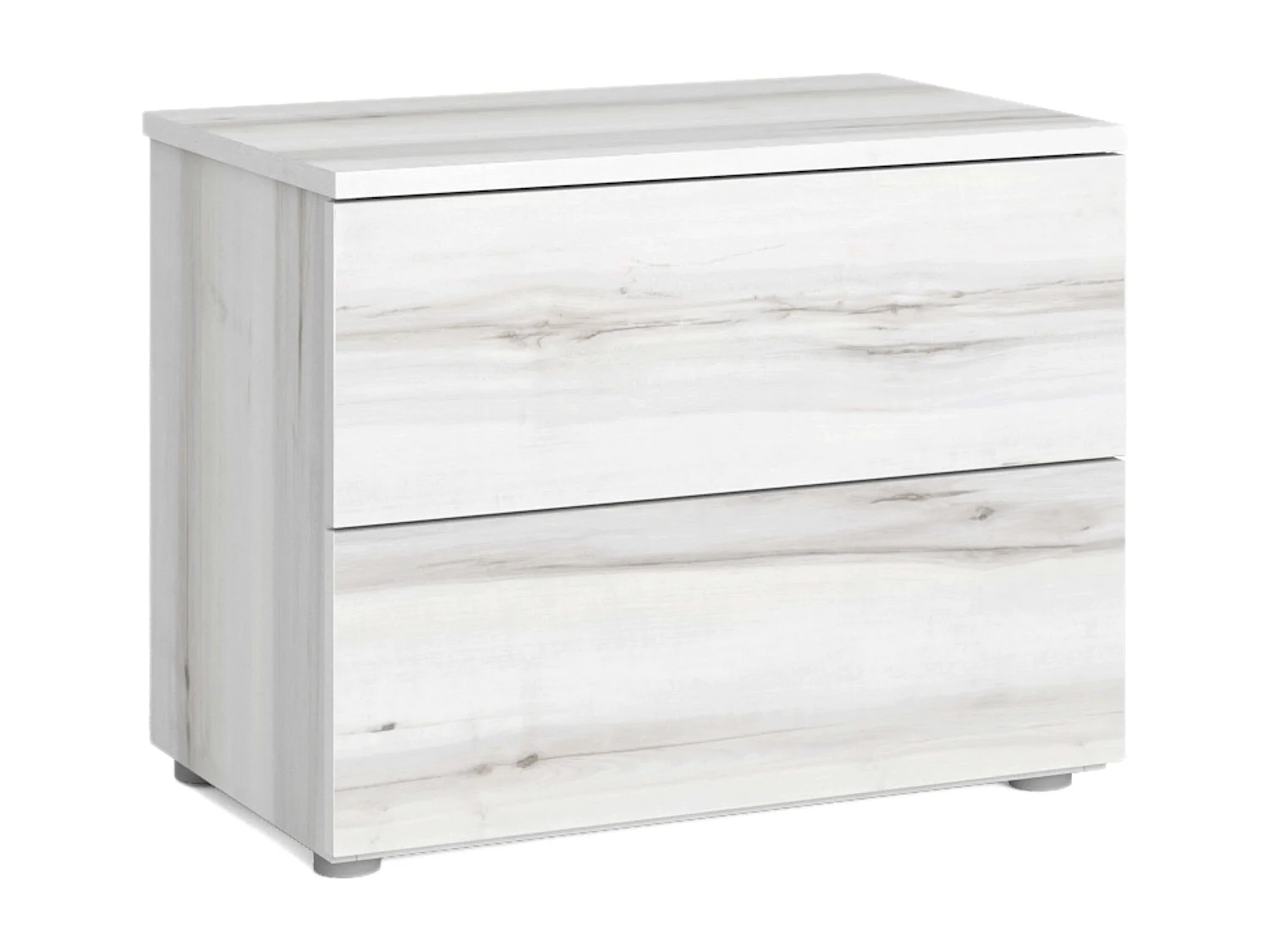 Table de chevet contemporaine blanche Lyon avec 2 tiroirs 54 x 43 cm