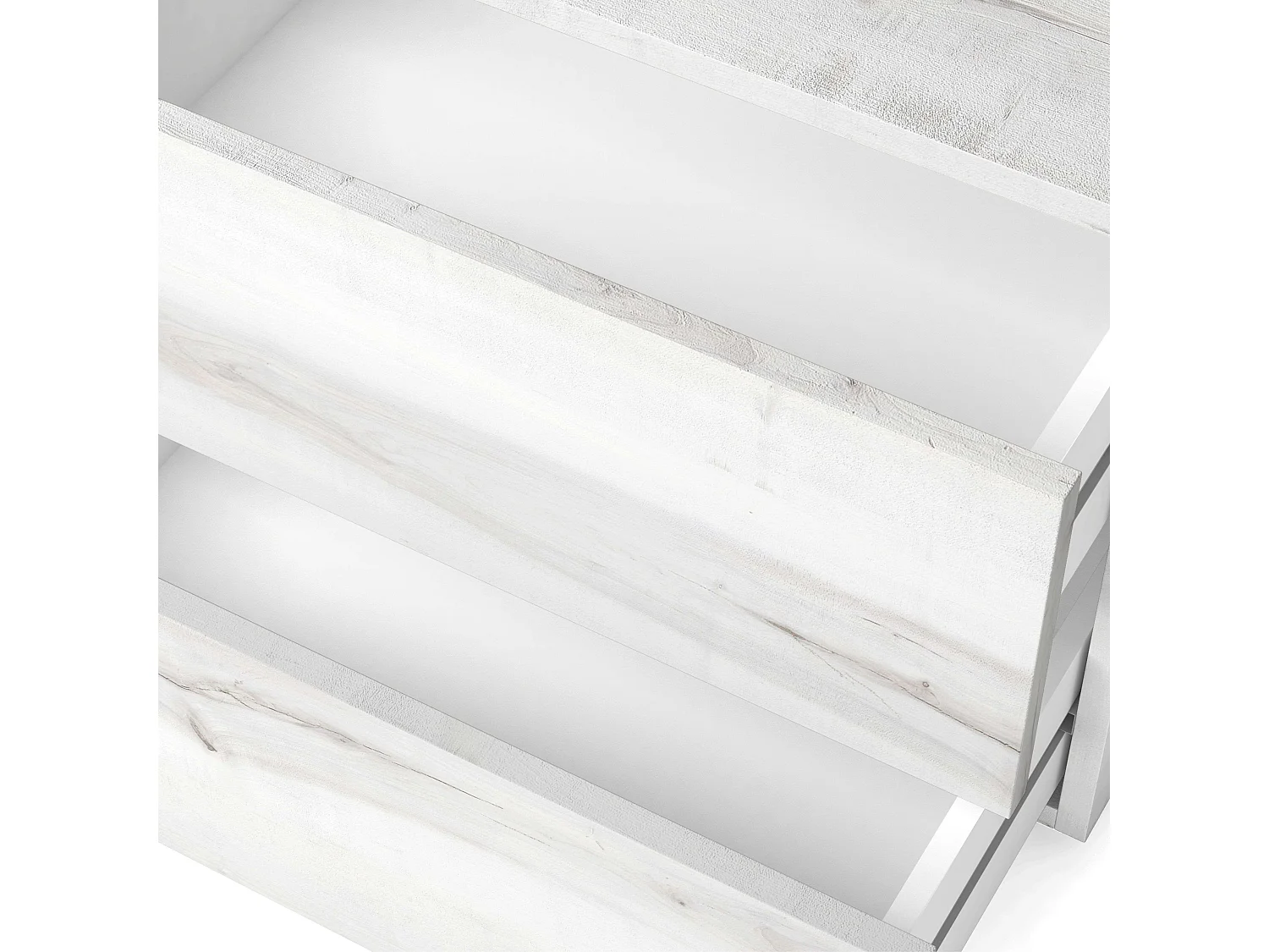 Table de chevet contemporaine blanche Lyon avec 2 tiroirs 54 x 43 cm