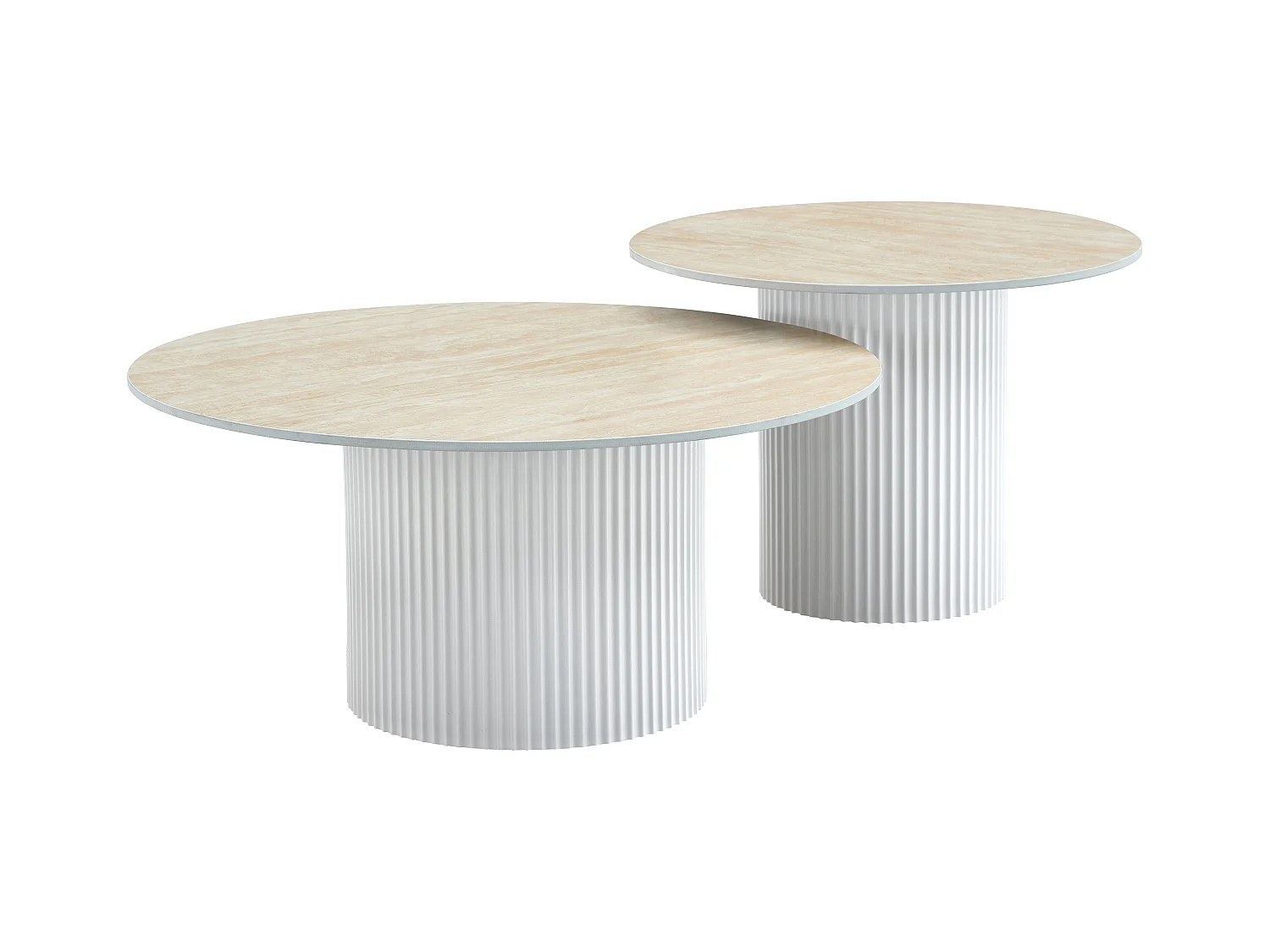 Duo de Tables Basses Gigognes MINA Pieds Blancs 60x45 / 80x38 cm