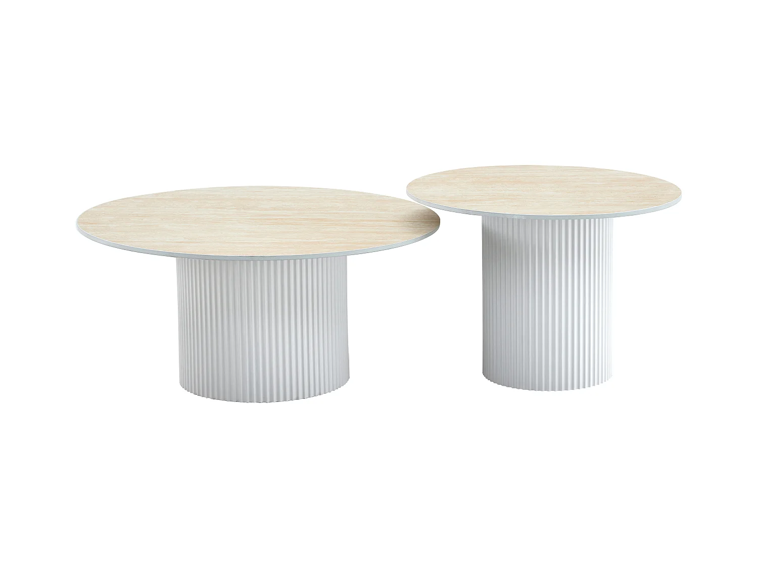 Duo de Tables Basses Gigognes MINA Pieds Blancs 60x45 / 80x38 cm