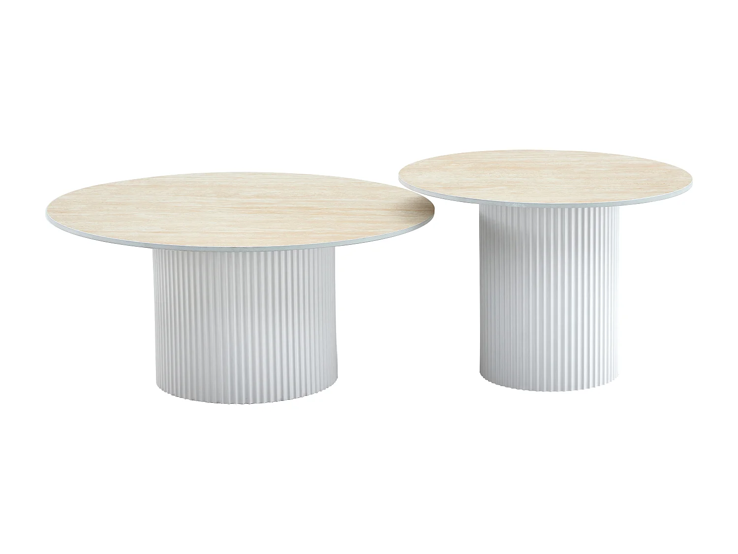 Duo de Tables Basses Gigognes MINA Pieds Blancs 60x45 / 80x38 cm