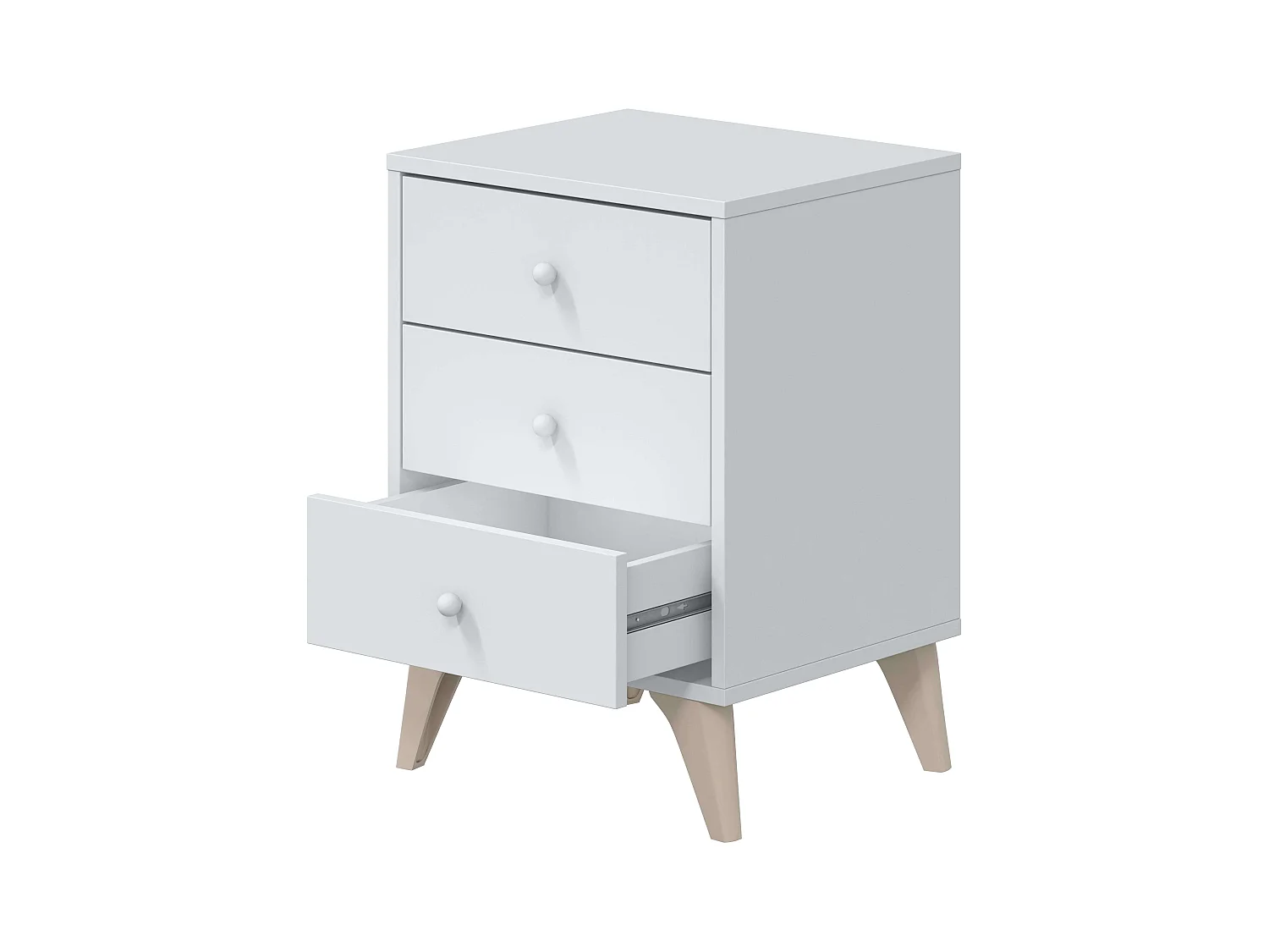 Set 2 Mesitas de noche Sweet 3 cajones blanco artik diseño moderno 56x40x33,5cm