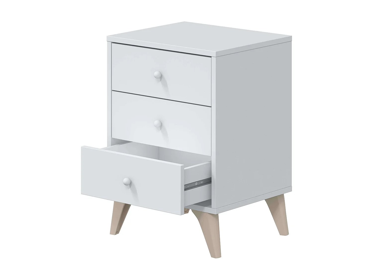 Conjunto de 2 mesas de cabeceira Sweet com 3 gavetas, artik branco, design moderno, 56x40x33,5cm