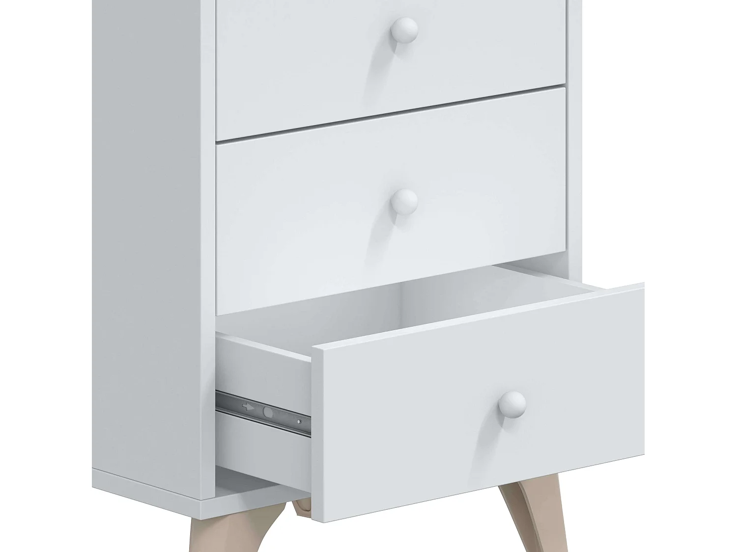 Conjunto de 2 mesas de cabeceira Sweet com 3 gavetas, artik branco, design moderno, 56x40x33,5cm