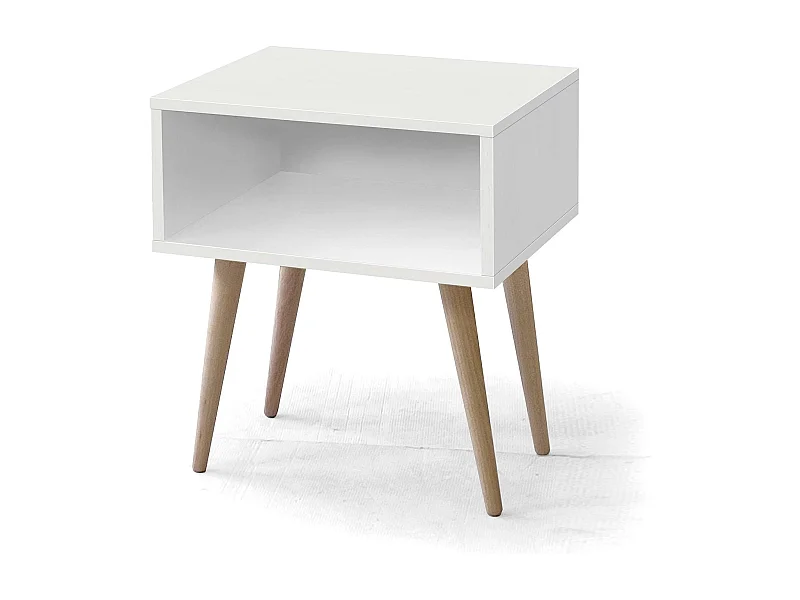 Mesita Noche Moderna Yao Blanco y Haya Dormitorio 43x50x35 cm