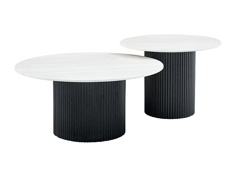Duo de Tables Basses Gigognes MINA Pieds Noirs 60x45 / 80x38 cm
