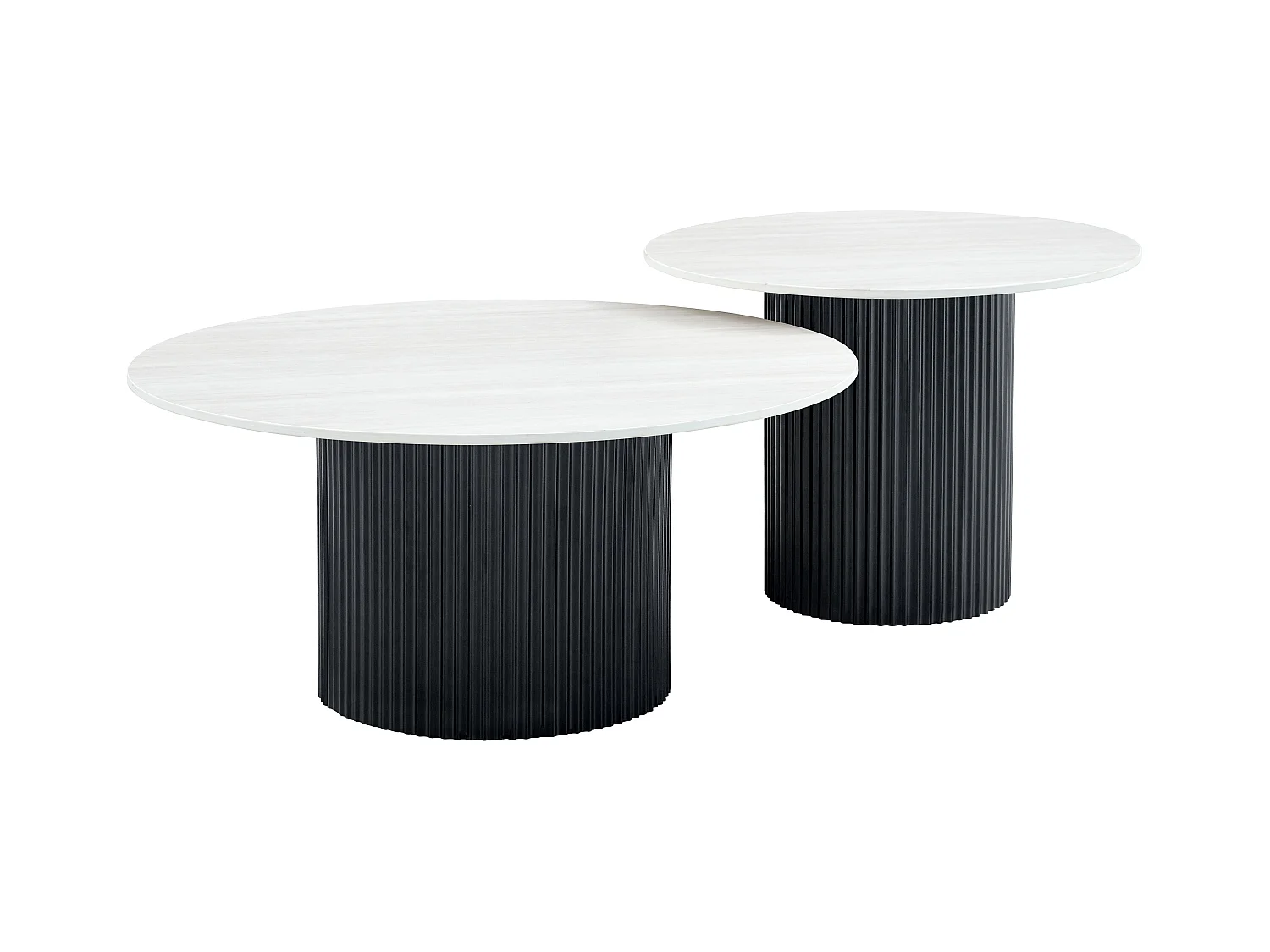 Duo de Tables Basses Gigognes MINA Pieds Noirs 60x45 / 80x38 cm