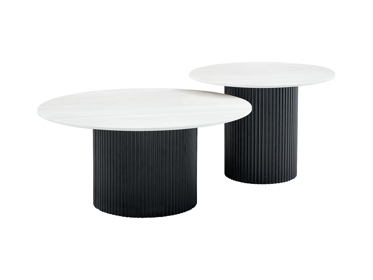 Duo de Tables Basses Gigognes MINA Pieds Noirs 60x45 / 80x38 cm