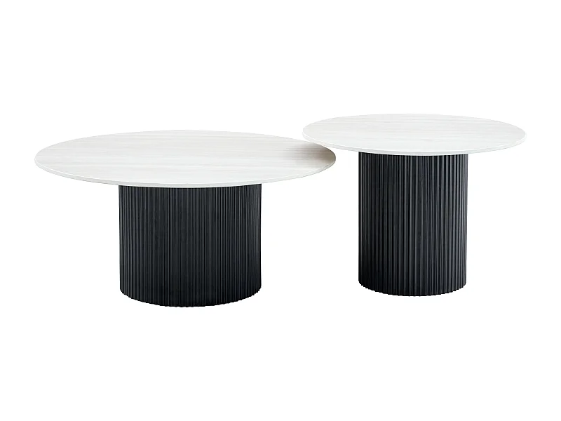 Duo de Tables Basses Gigognes MINA Pieds Noirs 60x45 / 80x38 cm - Bois blanc