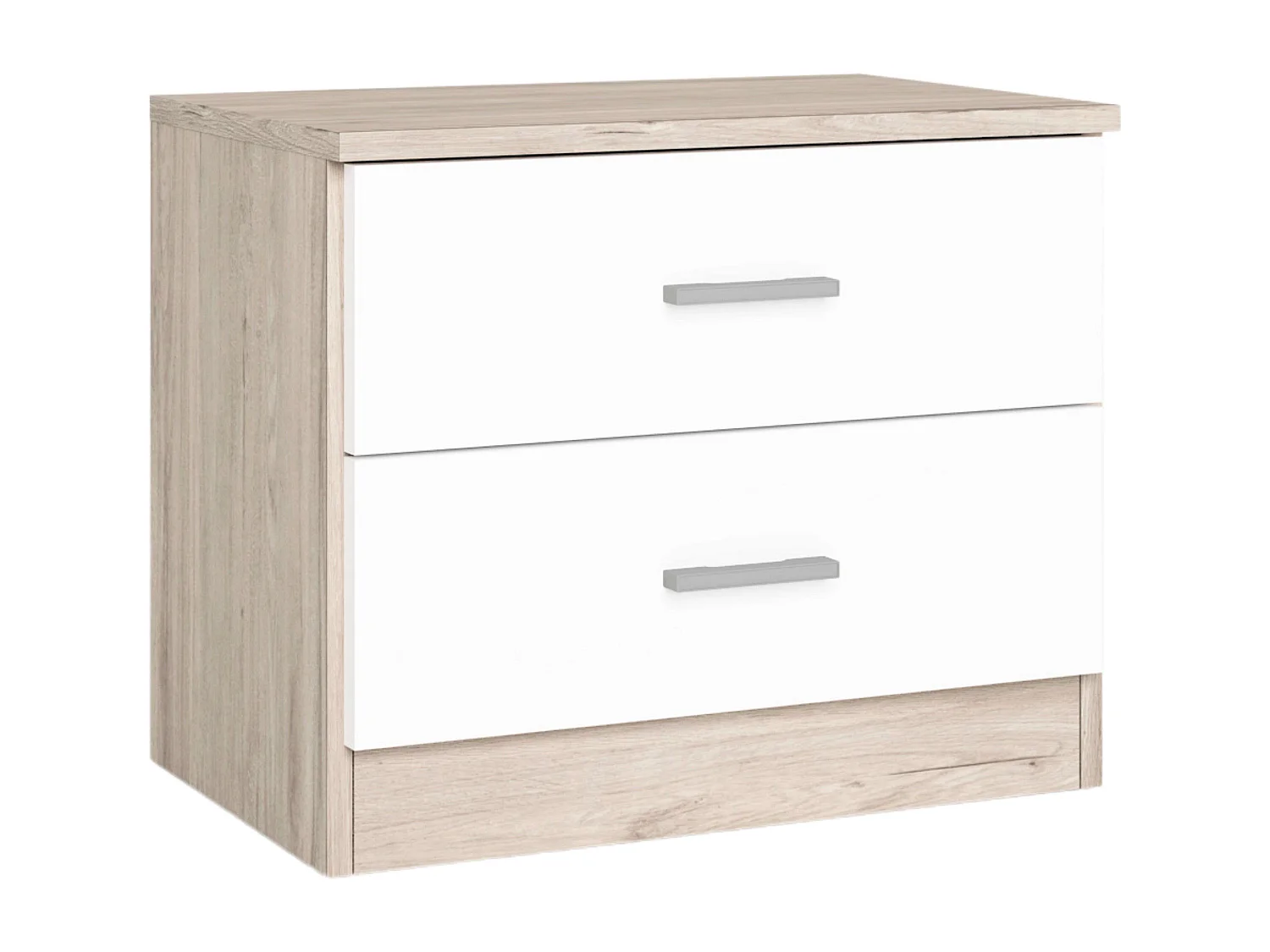 Table de chevet couple avec 2 tiroirs, chambre blanche et sahara 50x42x33 cm