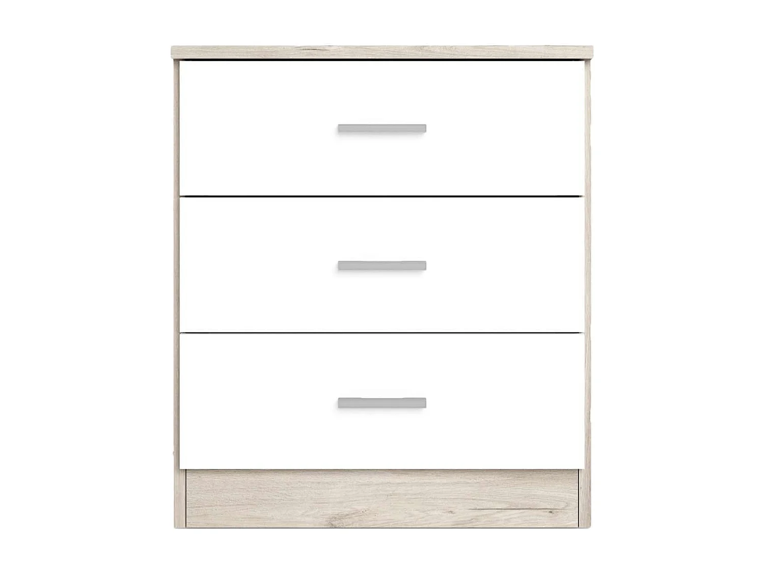 Mesita de noche Couple 3 cajones Sahara Blanco mate, Contemporáneo 50x58x33 cm