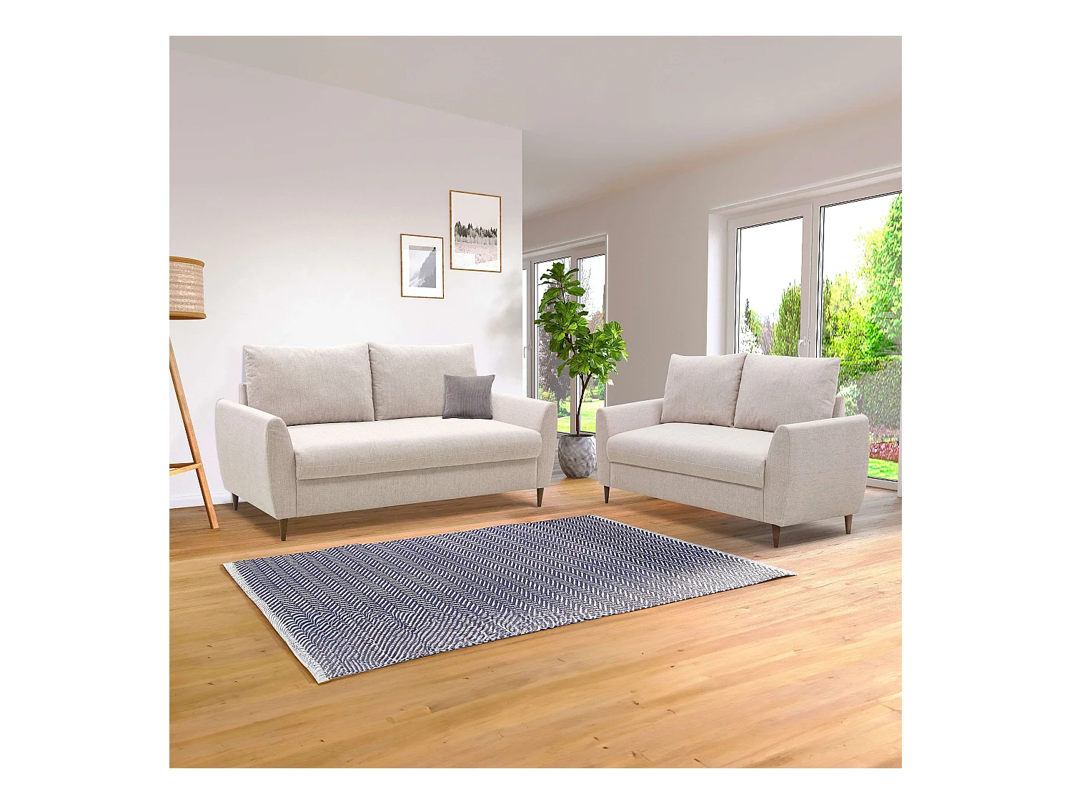 Pack 2 Sofás Mave Beige: 3 Plazas y 2 Plazas, Estilo Contemporáneo