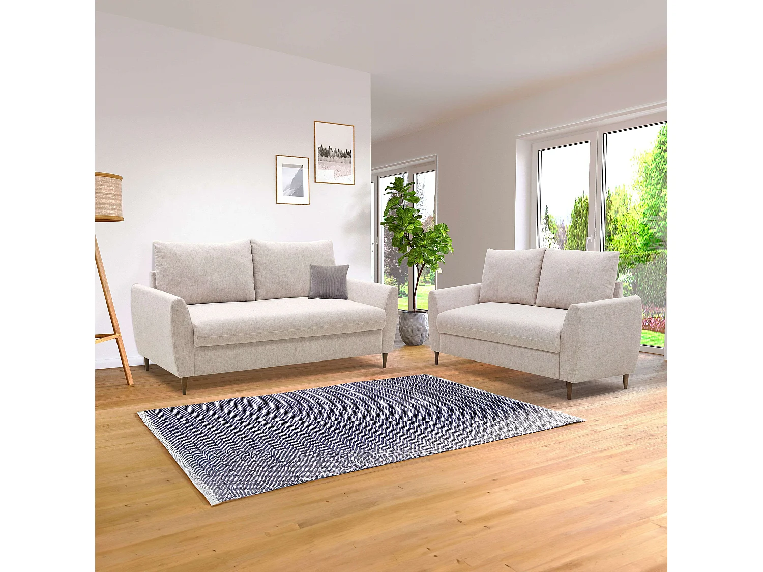 Pack 2 Sofás Mave Beige: 3 Plazas y 2 Plazas, Estilo Contemporáneo