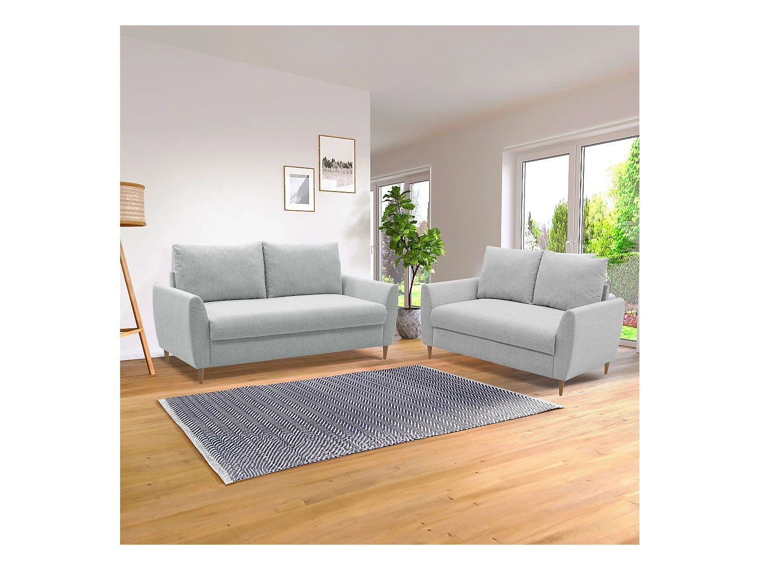 Pack 2 Sofás Mave Gris: Sofá 3 Plazas + Sofá 2 Plazas Estilo Contemporáneo