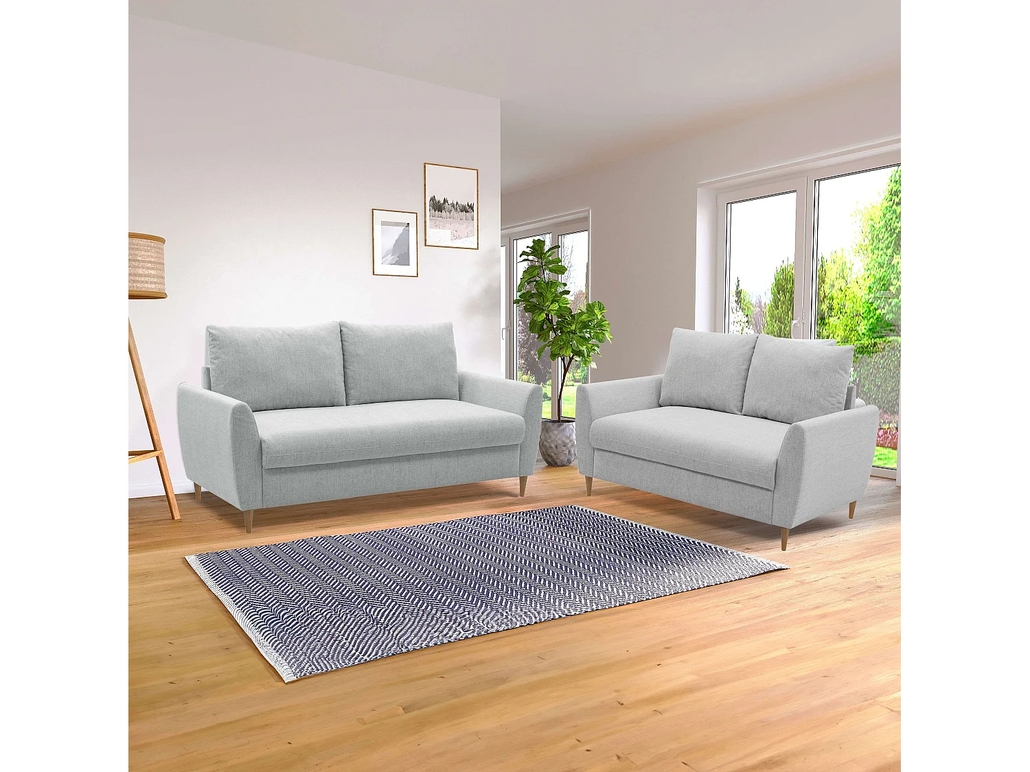 Pack 2 Sofás Mave Gris: Sofá 3 Plazas + Sofá 2 Plazas Estilo Contemporáneo