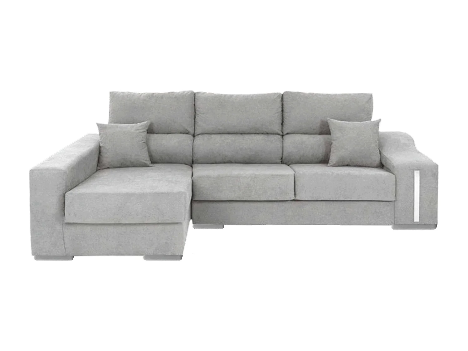 Sofá Oscar chaise longue izq. con 2 puffs gris, 263x100x85 cm