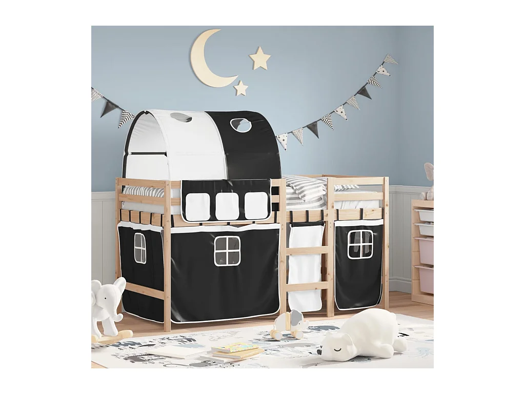 Lit simlpe-Lit mezzanine enfants avec tunnel sans matelas 90x200 cm