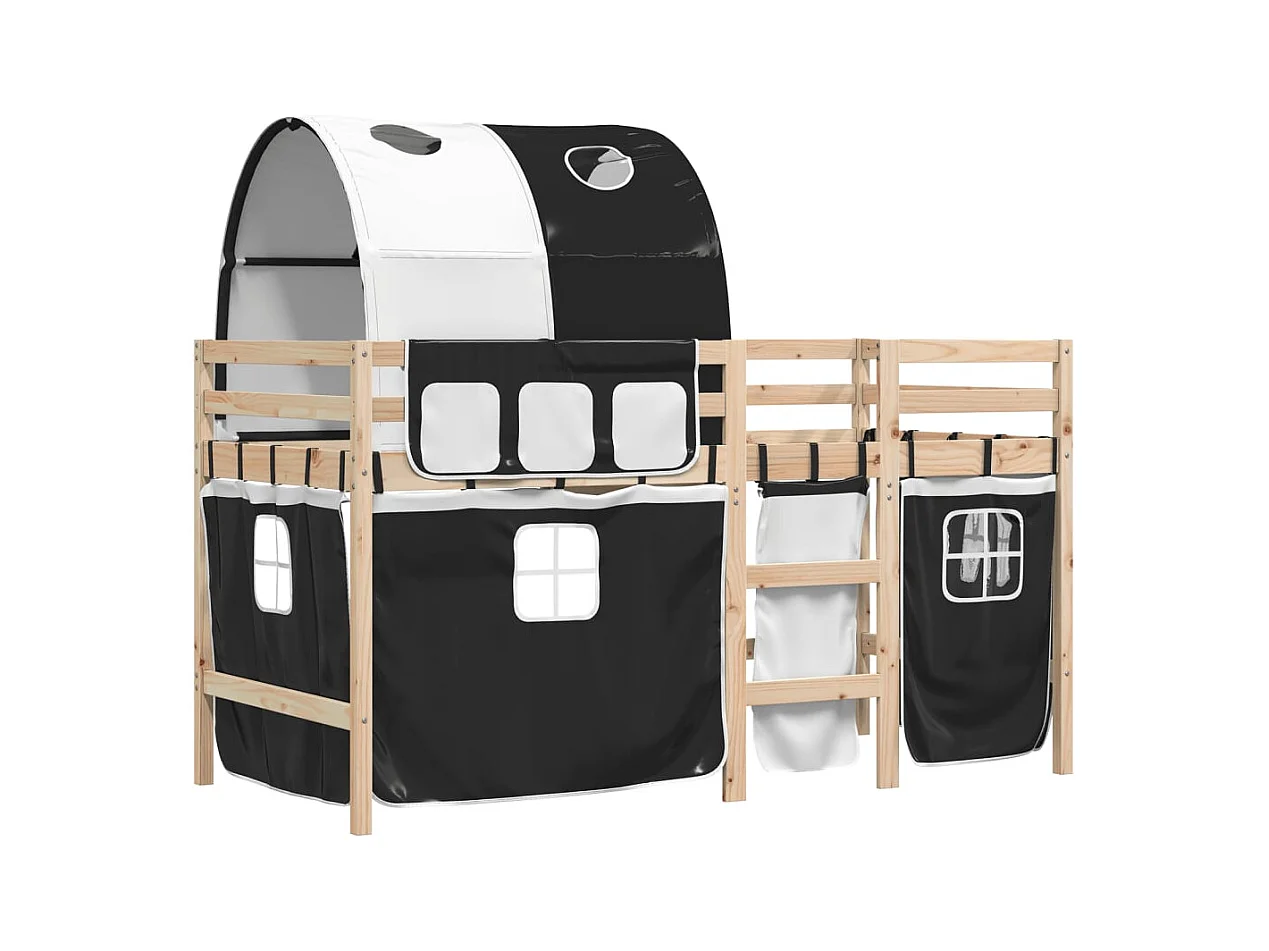 Lit simlpe-Lit mezzanine enfants avec tunnel sans matelas 90x200 cm